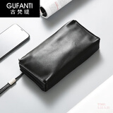 古梵缇（GUFANTI）真皮头层牛皮手包男 时尚软皮手拿手抓包手机包实用送父亲节礼物 【黑色 】真头层牛皮·