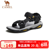 骆驼（CAMEL）  户外沙滩潮流平底休闲男士凉鞋子 A822162412 黑色 44