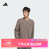 adidas休闲宽松舒适抓绒圆领卫衣套头衫男女阿迪达斯官方轻运动   岩层深土地棕/黑色   L