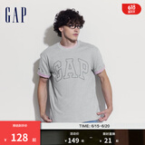Gap【热卖爆款】男装夏撞色logo圆领短袖T恤纯棉上衣544465 灰色 185/108A(XXXL) 亚洲尺码