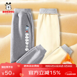 巴布豆儿童裤子男童棉裤加绒加厚秋冬中大童外穿宽松休闲裤童装长裤 灰 插兜 160