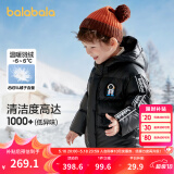巴拉巴拉儿童羽绒服男童厚款连帽外套冬装亮面小童装保暖 黑色90001 白鸭绒 140cm(充绒量121g)