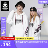 闪电潮牌（GENANX）情侣卫衣男帽衫宽松简约国潮上衣休闲连帽潮流青年 白色 2XL
