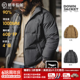 马登工装 美式休闲白鸭绒羽绒服户外防风面包服保暖外套男冬新年战袍 深灰色 XL