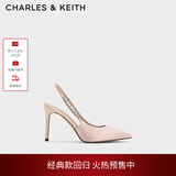 CHARLES&KEITH质感链条尖头高跟凉鞋子女鞋生日礼物女送女友CK1-60280377 Beige米色 36 (230)