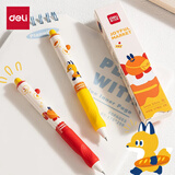 得力（deli）蓝熊插画按动中性笔 矫姿护套 0.5mmST头学生中性笔刷题笔考试笔高颜值文具 黑色2支/盒SA318