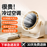 塔菲克【抖音热销】100档桌面小型风扇USB家用台式小电扇涡轮制冷便携大风力空调扇宿舍办公室挂壁卧室 【米白色】旗舰充电款丨充插两用丨100档循环风