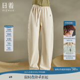 日着设计师女装2025春季新款运动休闲宽松显瘦高级窄版直筒长裤子 米白加厚款 M