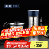 膳魔师（THERMOS）玻璃杯套组400ml双层耐热带滤网泡茶TCGB-400-BL iwaki 促销装 C
