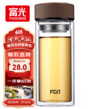 富光 男女士双层玻璃杯 高硼硅玻璃304茶隔水杯子 带茶隔泡茶杯500ml
