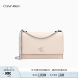 Calvin Klein【毕业礼物】小众单肩包荔枝纹包包链条翻盖CK女包斜挎包DH2806 MTR-蛋壳黄 OS
