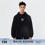CHINISMCH字母印花连帽卫衣男潮牌美式宽松上衣重磅情侣帽衫 黑色 M（推荐 110-130斤）