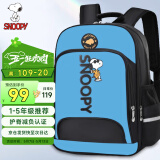 史努比（SNOOPY）儿童书包 男女孩小学生1-3年级轻便卡通高年级双肩背包 浅蓝