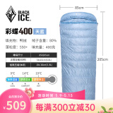 黑冰（BLACKICE）24新标准【彩蝶系列鸭绒信封式羽绒睡袋】户外露营防风成人睡袋 彩蝶400(新标准)/天蓝