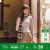 森马（Semir）长袖T恤女半高领吸湿发热抗菌2024冬紧身抓绒打底衫109724101001