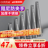 卡贝（cobbe）抽屉轨道滑轨阻尼缓冲三节导轨衣橱柜滑槽不锈钢滑道家用五金 22寸=55cm不锈钢阻尼