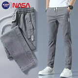 NASA BASE休闲裤男春夏季宽松商务直筒裤百搭2025新款男士弹力长裤子男 浅灰 M 建议【95-105斤】