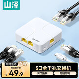山泽 网线分线器一拖四 千兆网络扩展器一分二/四同时上网转换器转接头 RJ45网口延长器宽带接口分接器