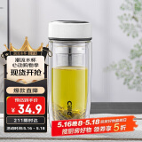 希乐玻璃杯双层玻璃水杯男士商务办公茶水分离杯便携泡茶杯子大容量