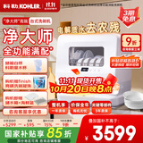 科勒（KOHLER）台式洗碗机电解水高温除菌 热风烘干洗消一体软水 洗果蔬海鲜 家用台面独立式免安装小型29975T-NA