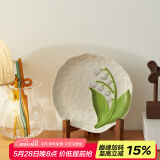 肆月日式早餐盘浮雕创意盘子家用甜品盘菜盘陶瓷餐盘高颜值餐具 铃兰花