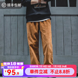 马登工装 美式复古垂坠感灯芯绒休闲长裤叠穿直筒显瘦工装裤子男 琥珀色 S 100-120斤