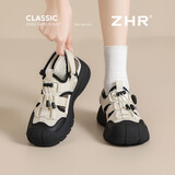 ZHR休闲鞋女镂空轻便夏季女鞋软底内增高户外登山鞋女 KS102 米黑 38