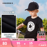 Converse 匡威儿童装男童短袖t恤夏季新款打底大童透气小女孩半袖运动T恤 8642正黑色-（印花）中性 150 /72 【建议身高140-152cm】