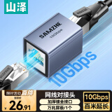 山泽网线转接头对接头 铝合金万兆屏蔽网络延长器 RJ45网线直通头水晶头网络模块5/6/7类网线通用 单个