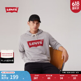 Levi's【特价来袭】李维斯情侣同款经典宽松休闲logo套头连帽卫衣 灰色 19622-0008 M