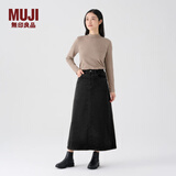 无印良品（MUJI）女式 木棉混 灯芯绒 A字裙 中长款半身裙子女款 美拉德 BE11CC3A 黑色 S 155/62A