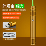 曼戈途强光远射大功率激光笔灯售楼逗猫教鞭户外镭射红外线手电筒指星笔 （金色外壳）绿光【USB充电】
