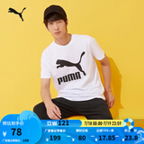 彪马（PUMA）百搭休闲短袖T恤男女情侣LOGO夏季印花运动上衣532279 白-02 M (175/96A)