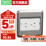 施耐德地插座隐藏式 弹出阻尼式地面插座 五孔地插 二三插五孔 平推式五孔地插银色 (不含底盒）