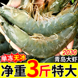 渔吻虾青岛大虾盐冻超大海捕冷冻虾 青虾基围虾白虾生鲜 虾类 3斤(净重)  盐冻大虾 17-22cm【超大虾王】
