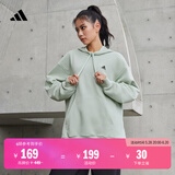 adidas休闲加厚毛圈连帽卫衣套头衫男女阿迪达斯官方轻运动   亚麻绿   XXS