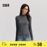 森马（Semir）长袖T恤女半高领吸湿发热抗菌2024冬紧身抓绒打底衫109724101001