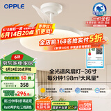 欧普（OPPLE）全光谱36寸风扇灯遥控一体LEDRa98餐厅卧室吊灯冰风白1级能效