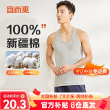 宜而爽【新疆棉】100%纯棉罗纹男士背心四季高弹透气睡衣打底老头衫男