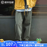 马登工装美式复古Easypants卡其休闲裤军绿色宽松直筒束脚长裤子男夏 灰绿色 L （145-160斤）