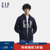 GAP男女装秋季款印花字母logo抓绒连帽卫衣休闲外套660128