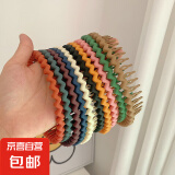 新款碎发防滑神器百搭带齿波浪发简约头箍洗脸刘海发卡发饰发箍女 2个装（颜色随机）