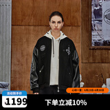 PALLADIUM帕拉丁【檀健次同款】时尚复古鸢尾花男款棒球服外套1010609 铅黑色 S