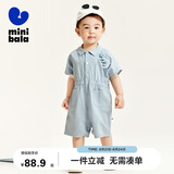 迷你巴拉男童宝宝连体衣夏季萌趣时尚酷帅工装风爬服