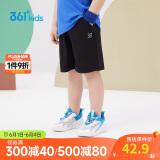 361°儿童短裤夏季男女童3-12岁透气运动裤梭织五分裤 黑 101