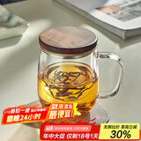 忆壶茶（YIHUTEA）泡茶杯茶水分离玻璃杯办公室家用水杯男士茶杯玻璃高硼硅绿茶杯子 【黑胡桃木盖】500ML君子杯