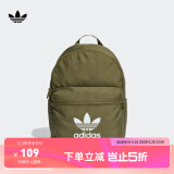 adidas adicolor简约通勤运动双肩背包男女阿迪达斯官方三叶草 深橄榄绿 NS