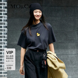 MO&Co.冬季卡通刺绣小黄鸭高领T恤 摩安珂萌宠部落moco 古堡灰色 S