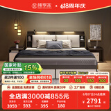 臻享家 床 双人床北欧简约储物高箱床主卧婚床卧室家具 布纹灰|储物床+床头柜*2+Y22床垫 1.5米*2.0米