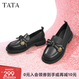 他她（TATA）通勤百搭乐福鞋春季新款方跟小皮鞋女单鞋WCPA1AA3 黑色 40